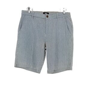 Paige New Mens Nautical Striped Navy Shorts 32 Cotton Flat Front Coastal Preppy